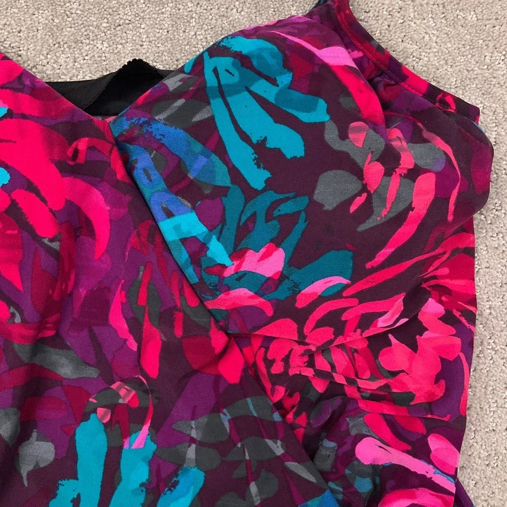 Magicsuit Tankini Top Womens 10 Pink Purple Tropical Floral‎ Swim Side Tie